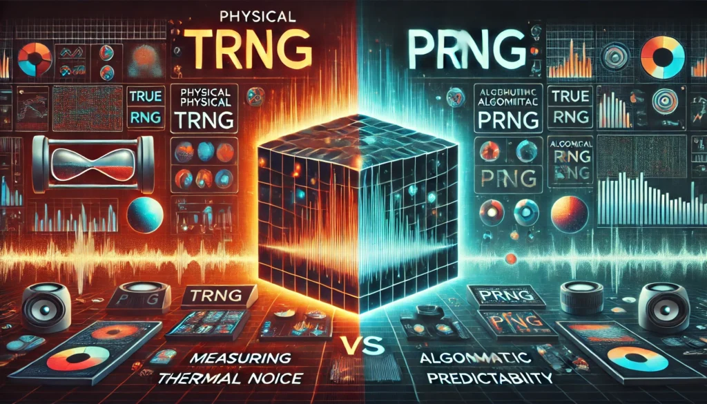 Visual comparison between True Random Number Generator and Pseudo-Random Number Generator.